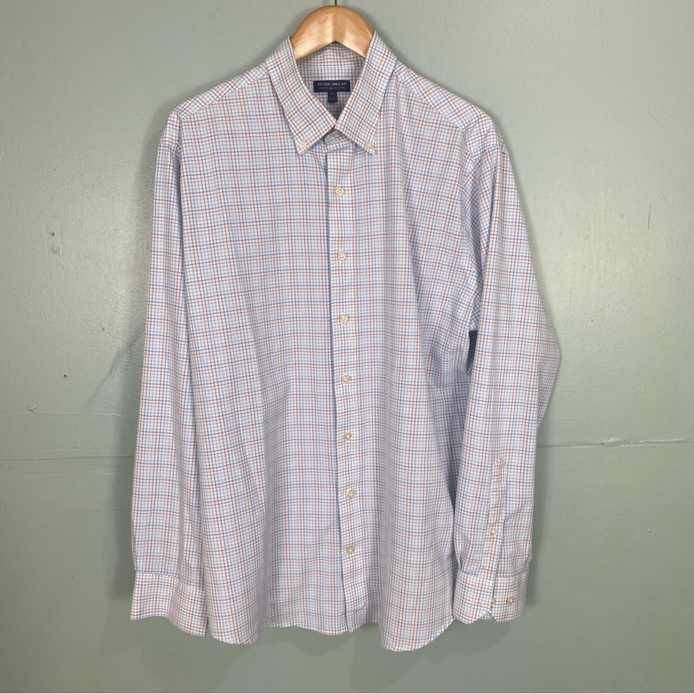 Peter Millar Crown Crafted Plaid Button Down‎ Shirt XL